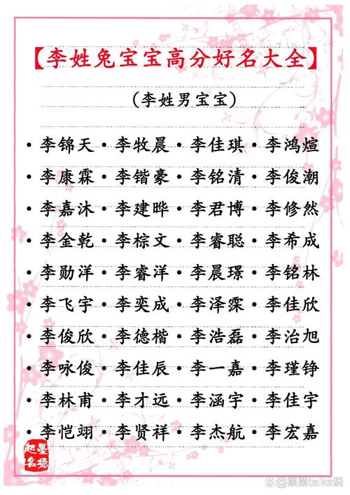 李姓兔宝宝男孩取什么名字既吉祥又好听？