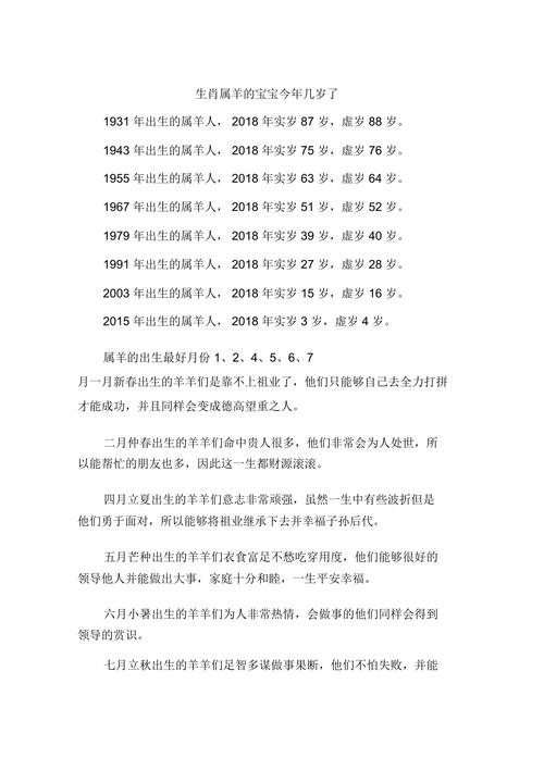 2014年出生属羊的人今年多少岁了？