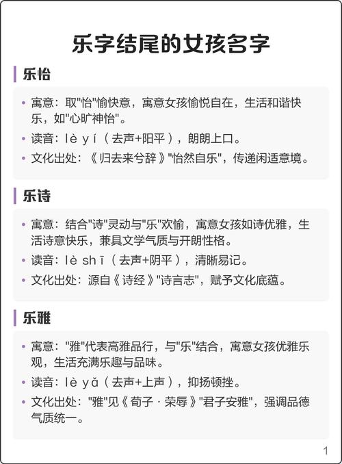 有没有好听的女孩名字以乐字开头？