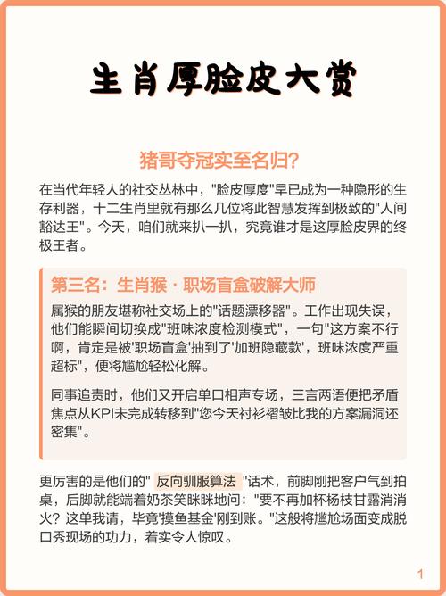 哪个生肖以厚脸皮著称，在十二生肖中脸皮最厚的是哪个？