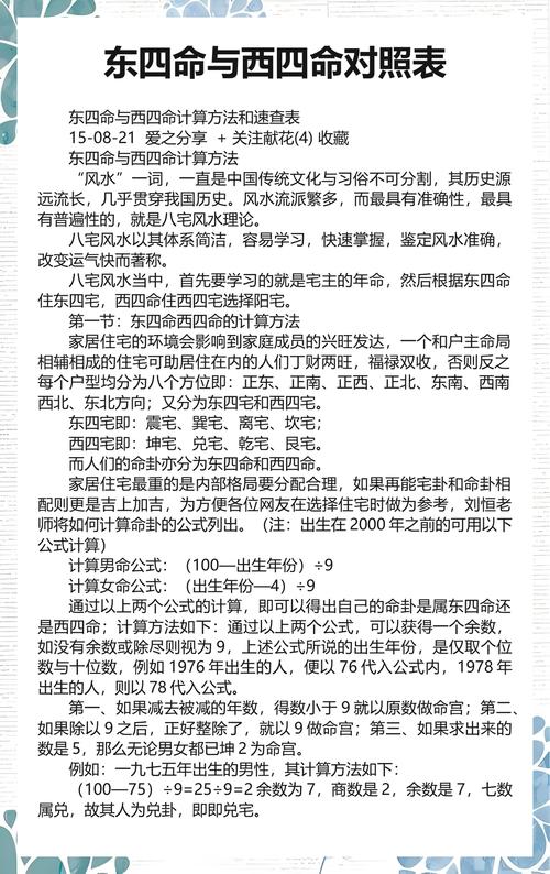 西四命是什么意思，命主福元兑宫属西四命指的是什么？