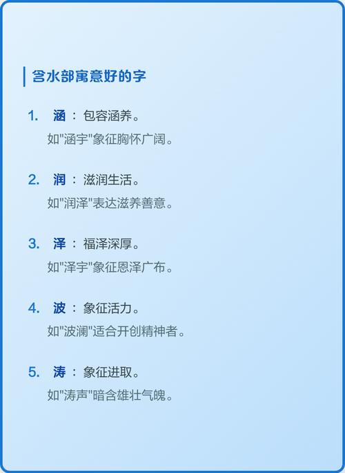 寓意水的字能用在名字中吗？推荐一些代表水的字有哪些？