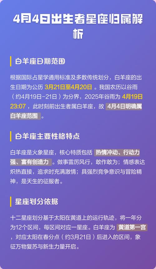 4月4日出生的男生属于哪个星座呢？