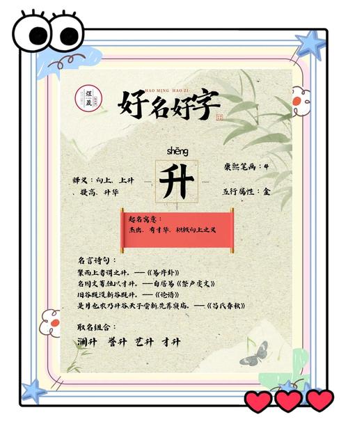 升字在五行中属于哪一类？其取名寓意和含义是什么？