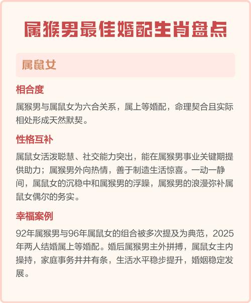 属猴男蕞佳婚配排名是什么？