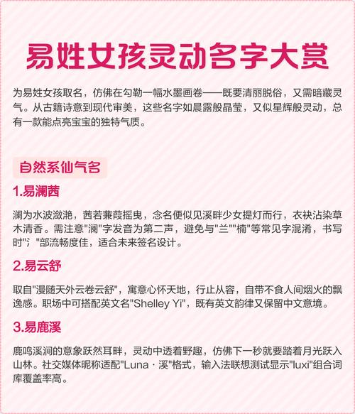 有哪些姓易的女孩名字既好听又稀少？