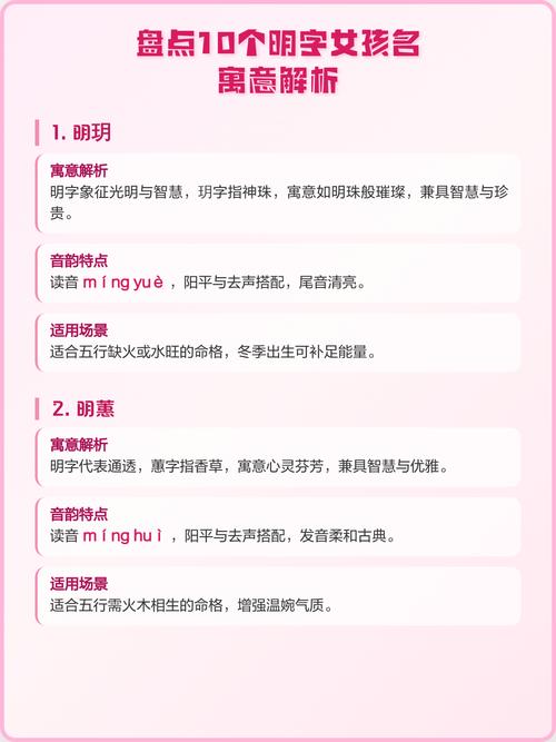 有没有好听寓意好又洋气的带明字女孩名字推荐？
