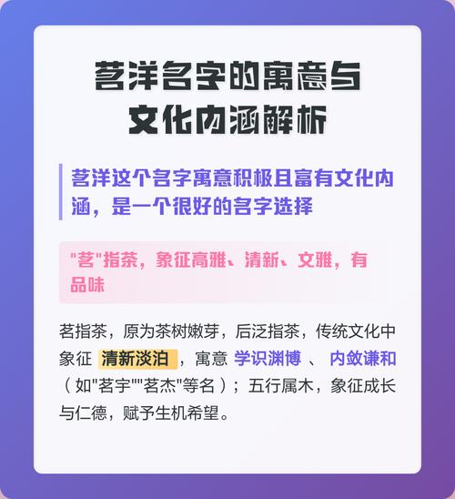 茗洋这个名字有什么特别的寓意吗？