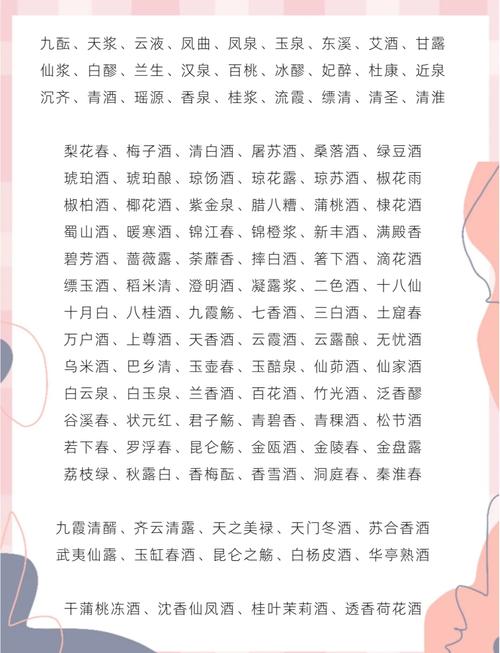 古代酒名字大全中，有哪些唯美好听的名字呢？