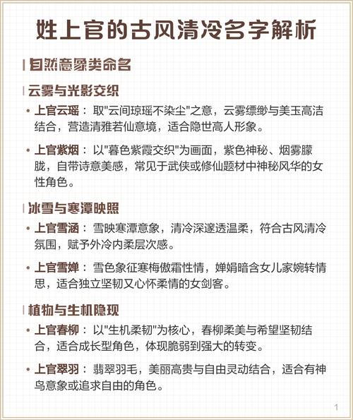 上官姓女孩起名有哪些好的名字推荐？
