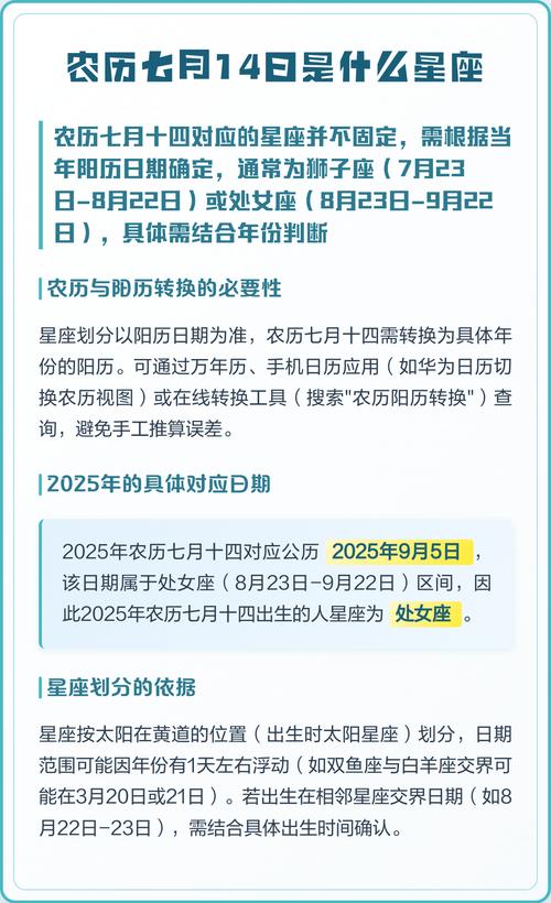 农历七月十四阳历是哪一天这一天属于哪个星座？