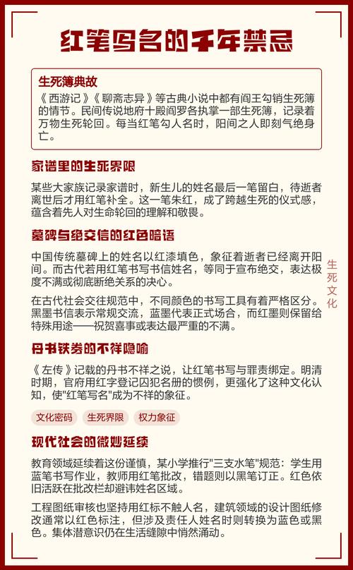 为什么签名时不能用红笔书写名字，这背后有什么讲究吗？