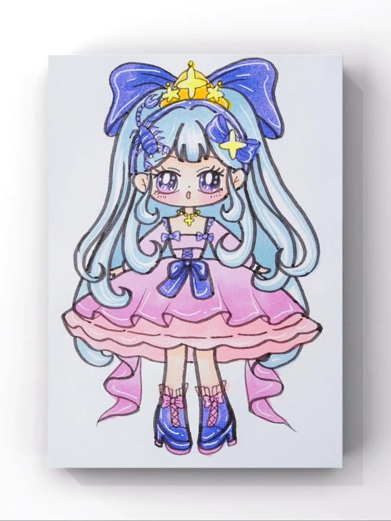 天蝎星座卡通少女简笔画，你能画一个长尾巴的版本吗？