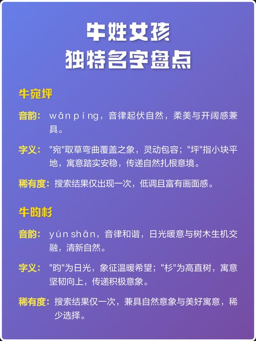 有哪些女生名字姓牛好听？