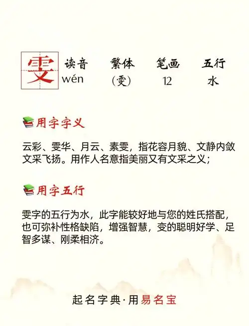 雯字五行属什么其寓意和起名含义是什么？