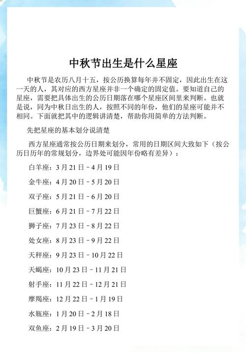 2014年中秋节当天出生的人属于哪个星座？