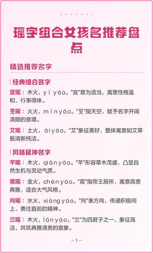 有哪些带瑶字寓意美好且洋气的女孩名字推荐？