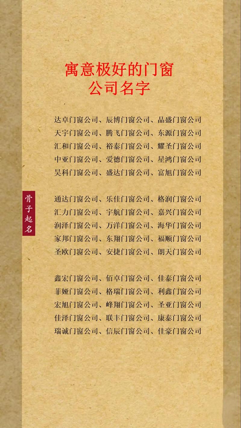 如何给门窗店起一个寓意好且富有创意的名字？