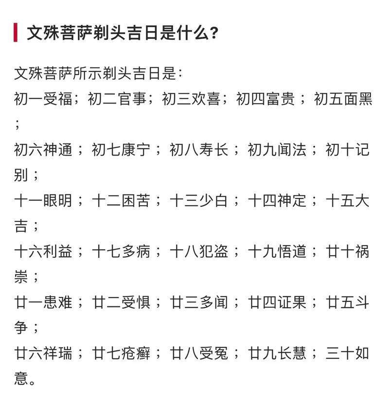 文殊菩萨剃头吉日和神定是什么意思，它们与吉日选择有何关联？