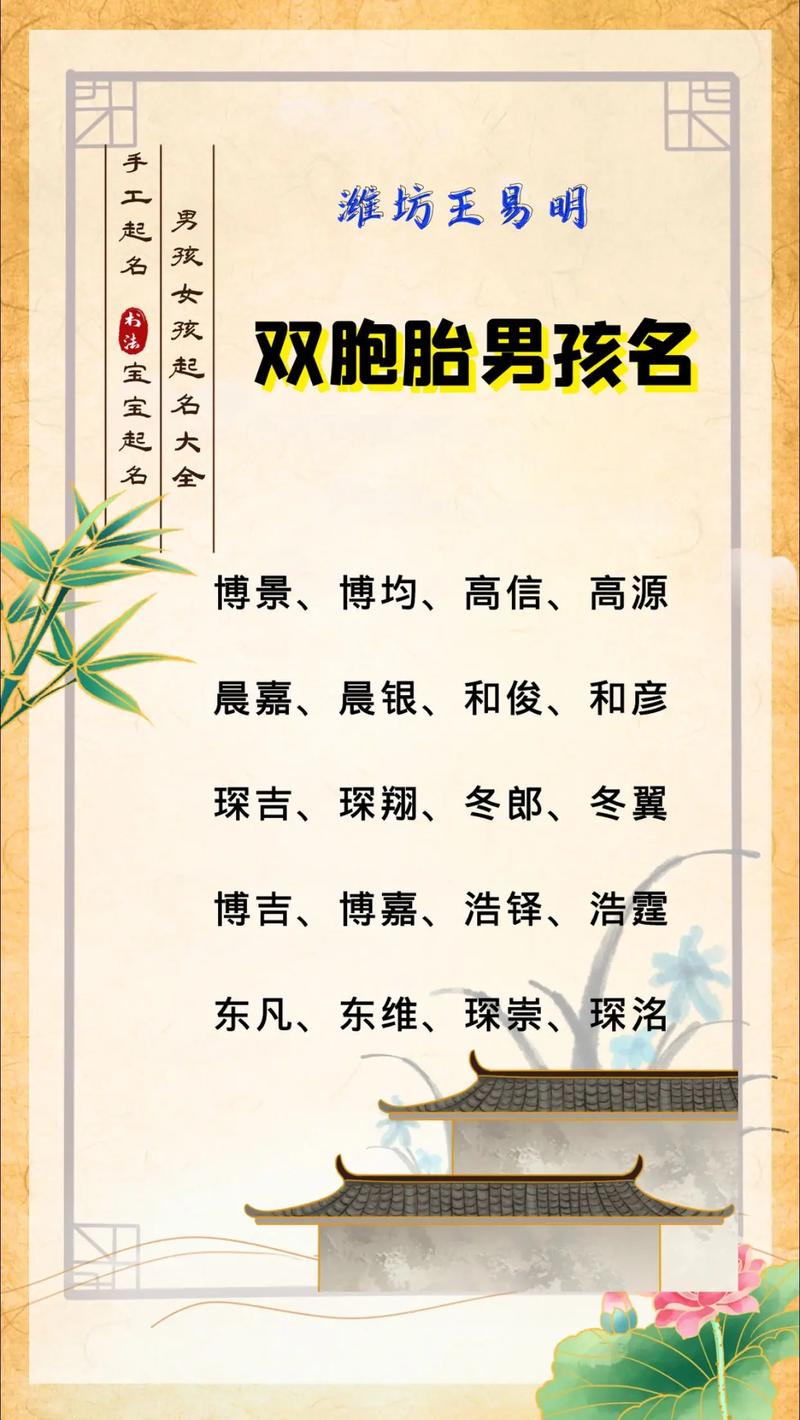 有没有寓意美好的双胞胎男孩三个字洋气名字推荐？