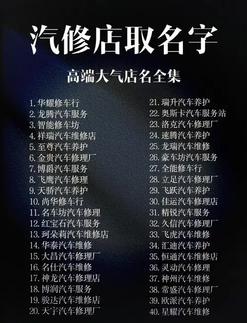 有哪些好听的汽修厂名字大全及它们的含义？