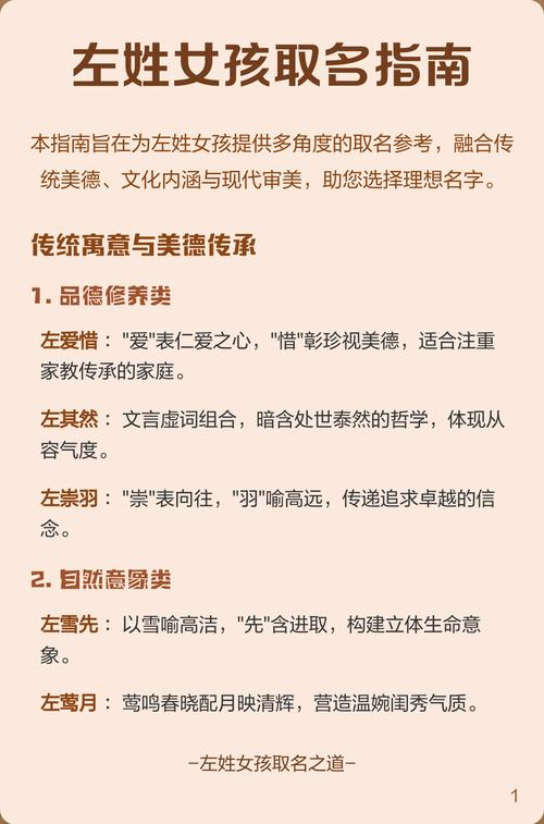 左姓女孩取什么名字既独特又洋气呢？