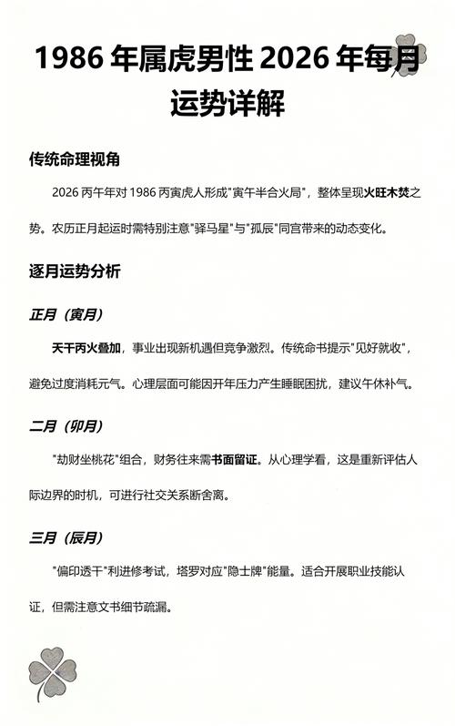 1986年属虎男性命运如何，这一年的虎年出生的男人运势怎么样？