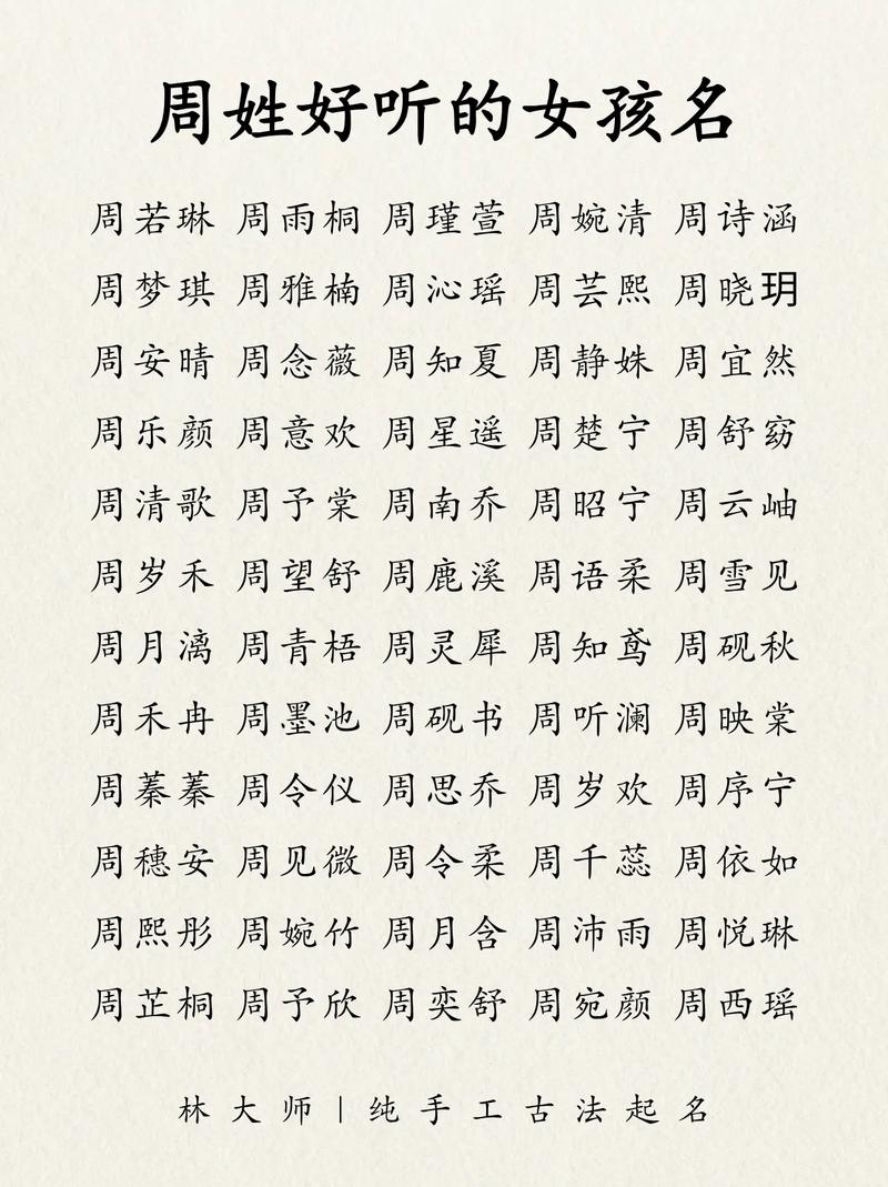 周姓双胞胎女孩起名，有没有既漂亮又有涵养的周姓名字推荐？