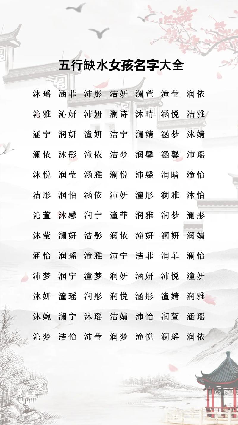 五行缺水取女孩名字一个字，有什么好建议吗？