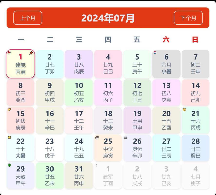农历七月初五对应的阳历日期是哪一天？