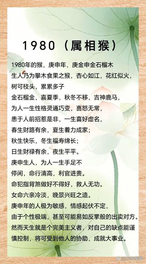 1980年属什么生肖，这是哪一年的生肖年份呢？