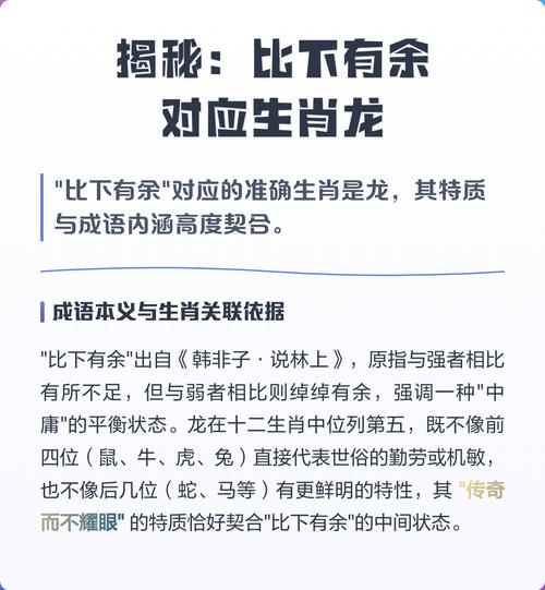 比下有余的生肖是哪个？它的数字代表是什么？