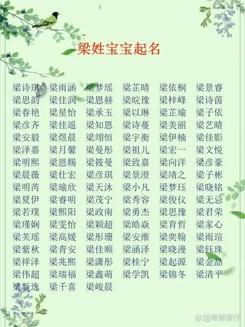 2021年梁姓宝宝取名，有没有100分的好名字推荐？