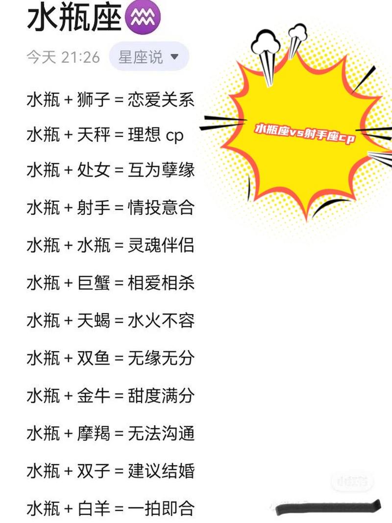 射手座男生和水瓶座女生在一起合适吗？他们的性格和星座相配吗？