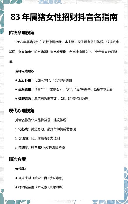 属猪女性取什么名字最吉祥招财？