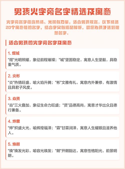 有哪些寓意好的带火字旁男孩名字推荐？