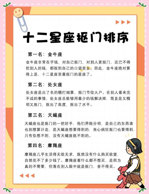 哪个星座在12星座中最为抠门？