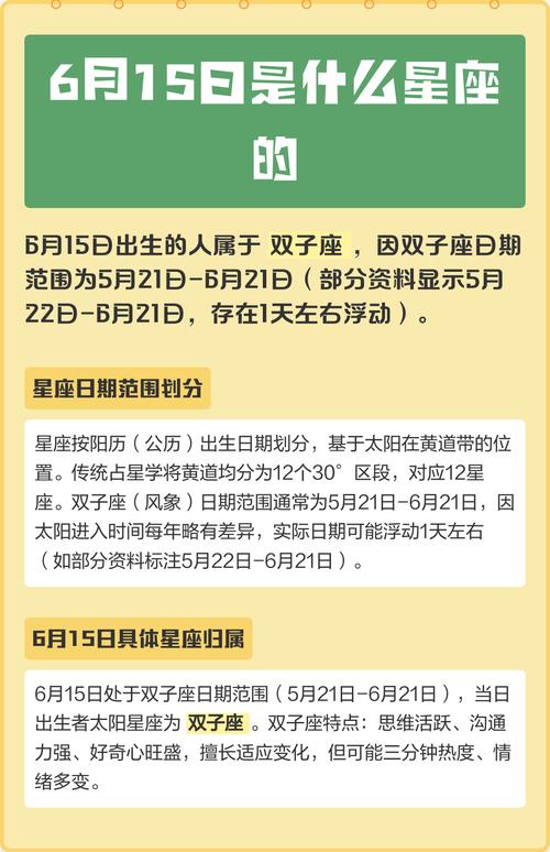 1978年6月15日出生的人属于什么星座？6月份是哪个星座？