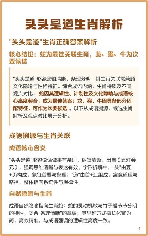 头头是道指的是哪个生肖？这个生肖的特点是什么呢？