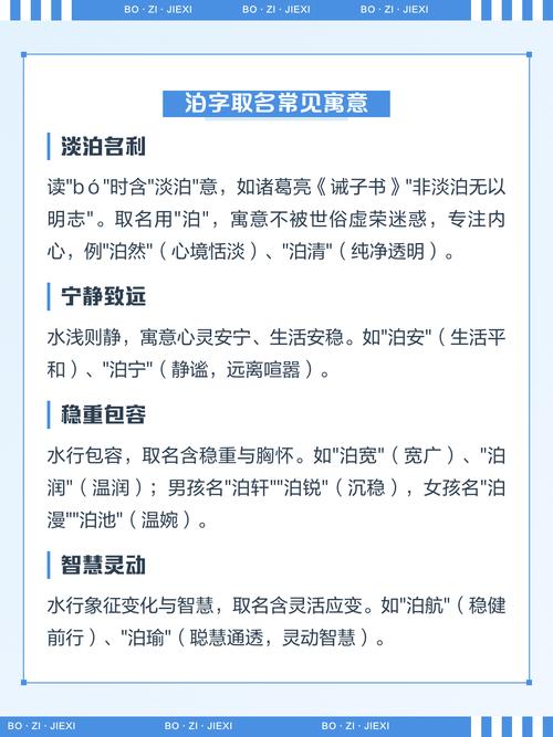 泊字作为名字寓意和吉凶如何？