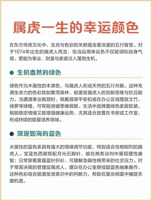 1974年出生属虎的人，最适合的吉祥颜色是什么呢？