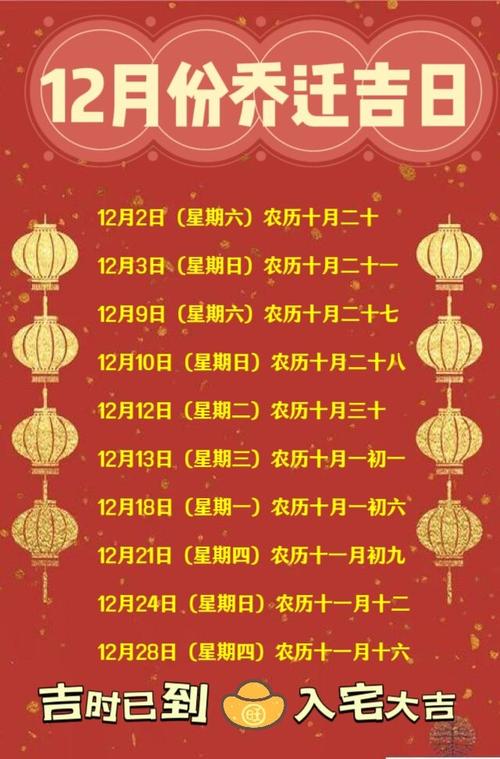 2019年12月有哪些黄道吉日适合新房入宅？