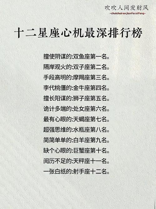 哪个星座在十二星座中城府最深，玩心机最为高明？
