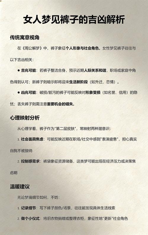 女人梦见自己挑选裤子有什么特殊预兆或含义？