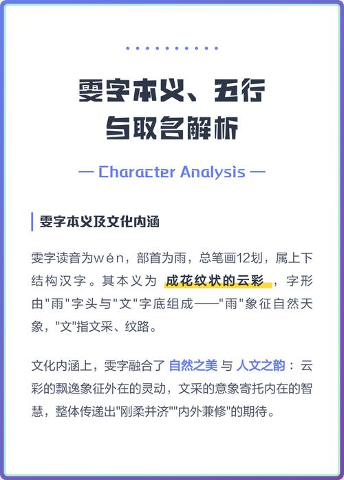 雯字用于人名寓意是什么其五行属性又是什么？