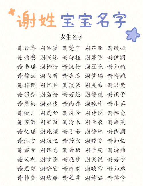 谢姓女宝宝取什么名字好？名字大全推荐！
