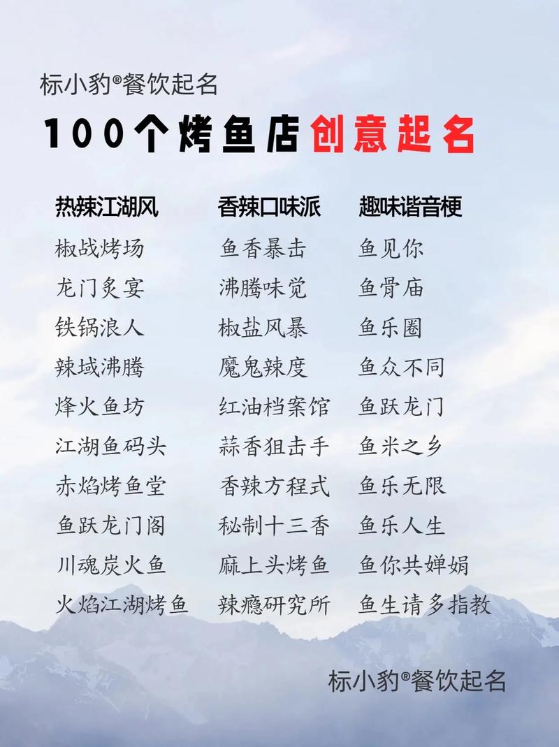 如何给烤鱼店搭配烧烤项目起一个既吸引人又独特的名字呢？