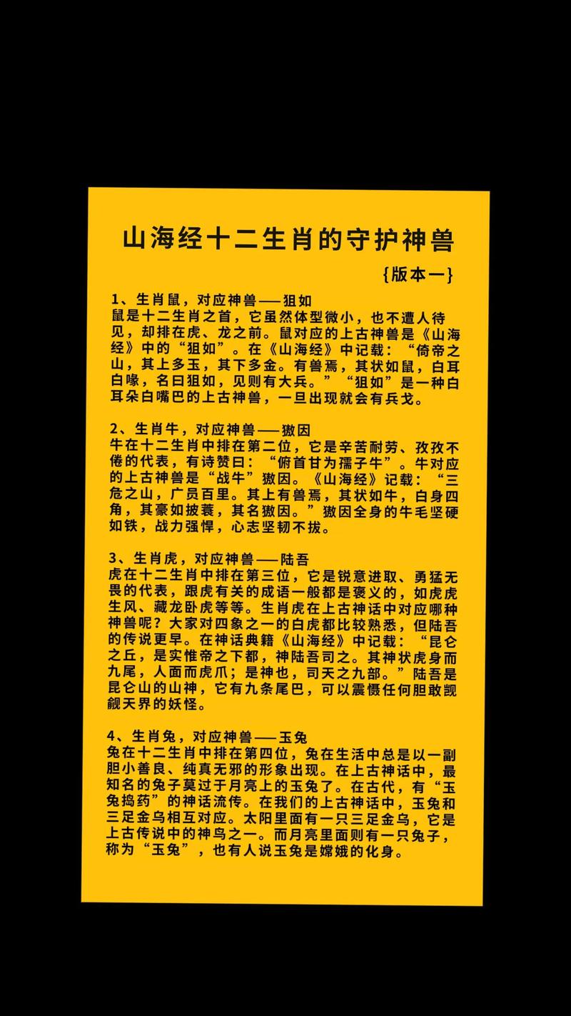 神兽分别对应十二生肖中的哪些生肖代表？