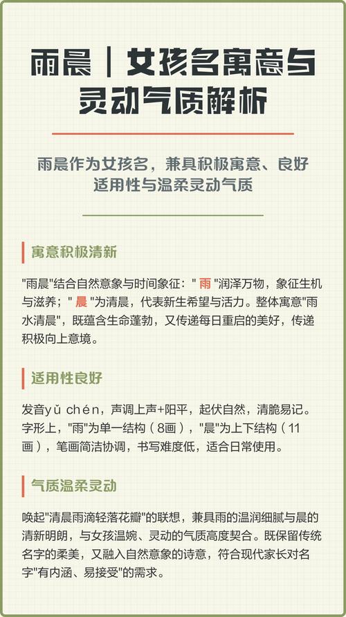 雨晨这个名字好听吗？它取名的寓意是什么？