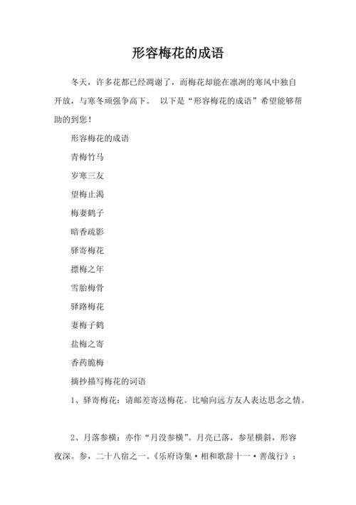 惯与梅花，有哪些寓意美好的成语可依用来形容其高洁品质？
